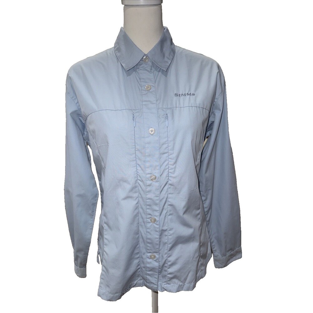 Simms Women’s Fishing Shirt Size M Blue Button Down Ventilated Outdoor Hiking